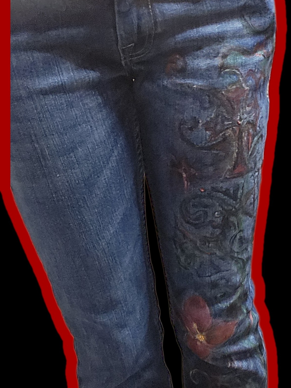 CUSTOM Miss Me Low Rise Jeans ✨ Hand-Painted Floral + Rhinestones | Size 0 | Y2K